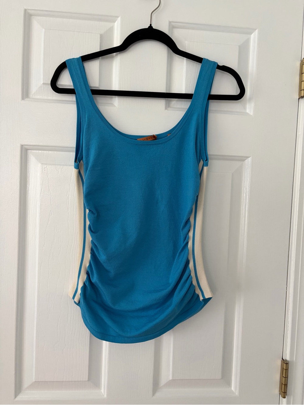 Sleeveless Turquoise Tank with Cream Side Panels